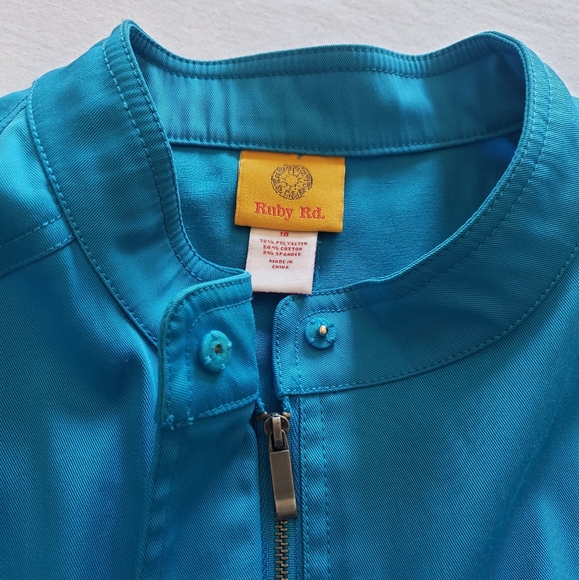 EUC Ruby Rd. Blue Ruffle Jacket Sz 18 - Picture 3 of 8